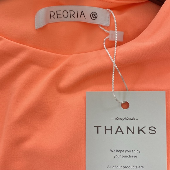 Reoria Bright Coral High-neck Bodysuit. Size: XS. - Picture 3 of 4